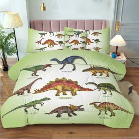 Self-produced Digital Blanket Three Piece Set ,with Cushion Cover,dinosaur Family American Small Size (Option: Queen)